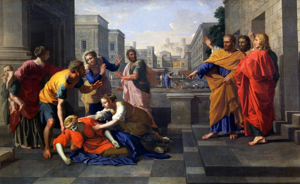 Morte di Saffira, moglie di Anania, che cadde bruciata ai piedi di San Pietro - Louvre, Parigi